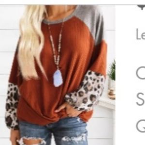 Leopard waffle blouse